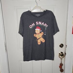 Hybrid apparel Oh Snap gingerbread man gray tshirt men's size xl